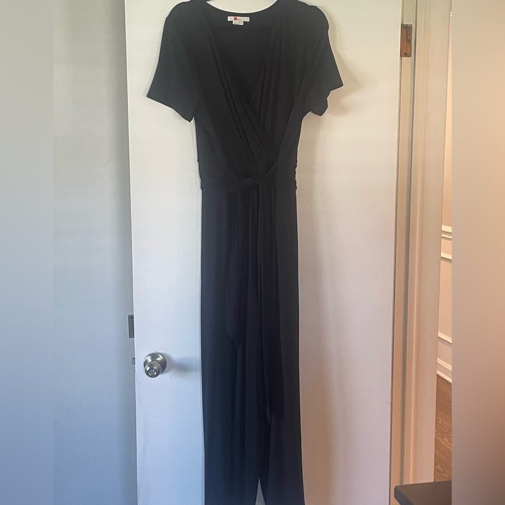 Boden Black Wrap Front Wide Leg Jumpsuit Size 16